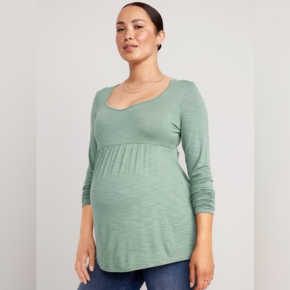 Maternity Long-Sleeve Slub-Knit Peplum Top